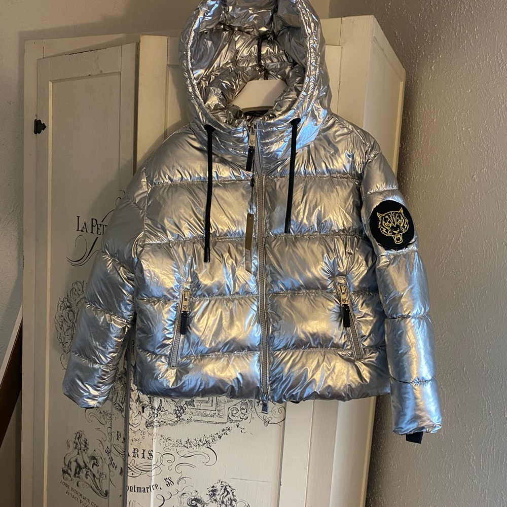 NWT Designer Plein Sport Silver Rambla Puffer Jacket- 70% off!!